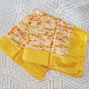 Vintage Glentex Vera Neumann‎ Scarf Womens Yellow Abstract Vinal Silk Made Japan